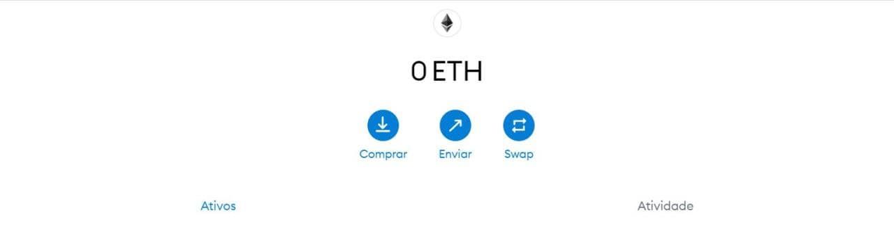 Menu metamask