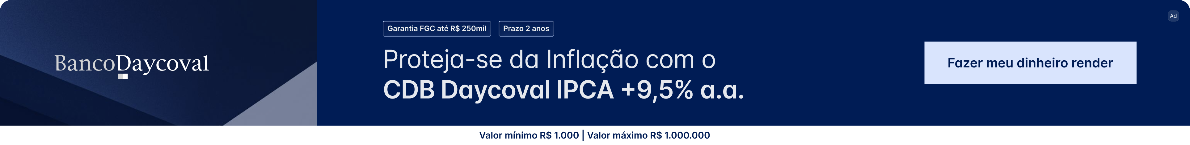 CDB Daycoval IPCA+ 9,5% a.a. prazo 2 anos
