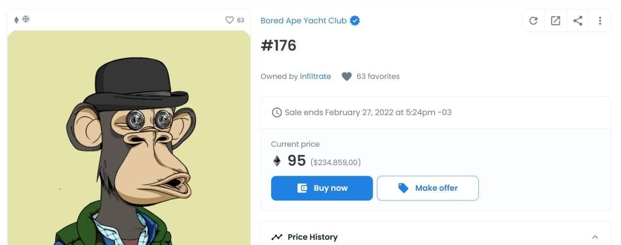 Como comprar NFT - página de compra da Open Sea